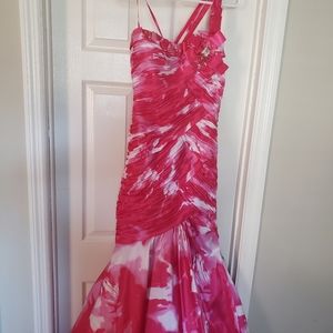 Floral print mermaid style prom dress